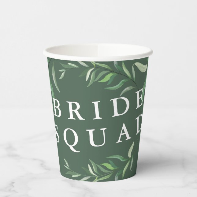 Leafy Botanical Eucalyptus Modern Greenery Branch Paper Cups (Left)