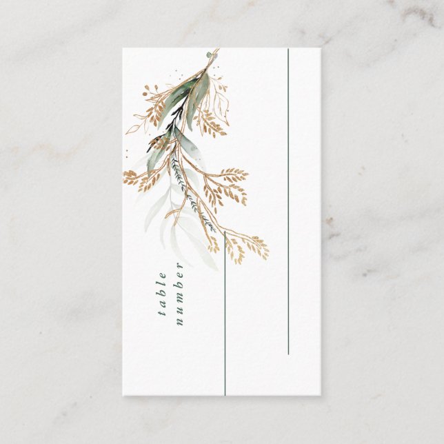Leafy Botanical Eucalyptus Modern Greenery Branch  Place Card (Front)
