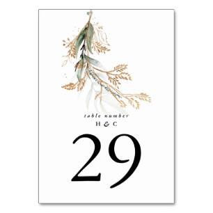 Leafy Botanical Eucalyptus Modern Greenery Branch Table Number