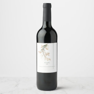 Leafy Botanical Eucalyptus Modern Greenery Branch Wine Label