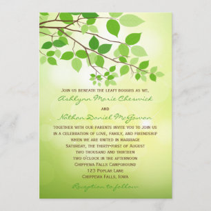 Leafy Branch Camping or Nature Wedding Invitation