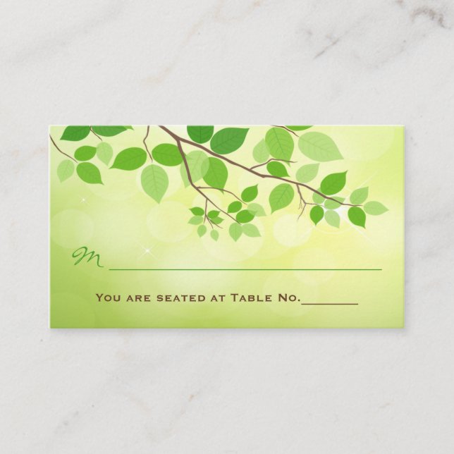 Leafy Branch Wedding Reception Place Card (Front)