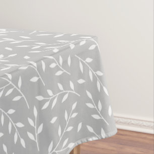 leafy branches pattern white on grey or ANY colour Tablecloth