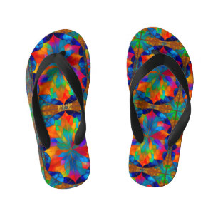 LEAFY COSMIC STAINED GLASS KID'S FLIP FLOPS
