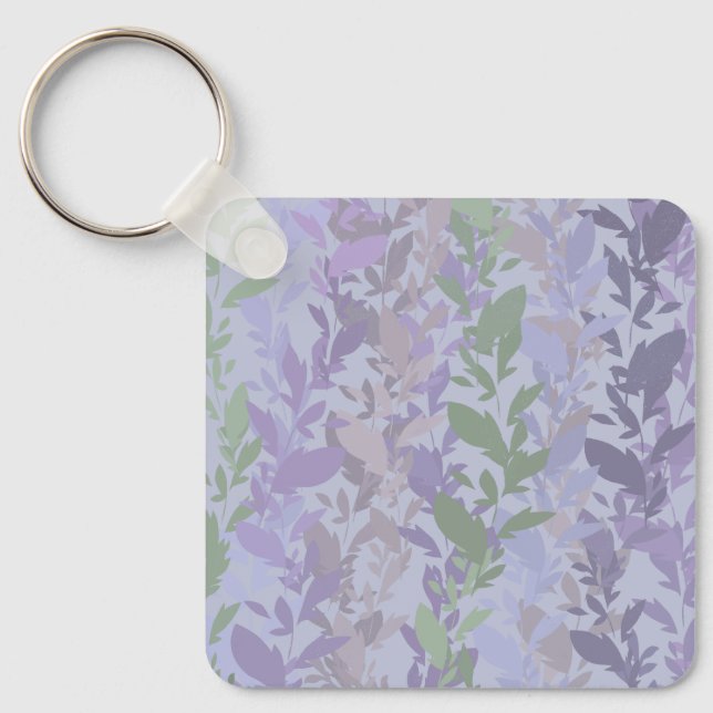 Leafy Creeping Vine Drawing Pattern With Pastels Keychain (Front)