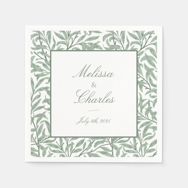 Leafy customizable wedding napkins (Front)