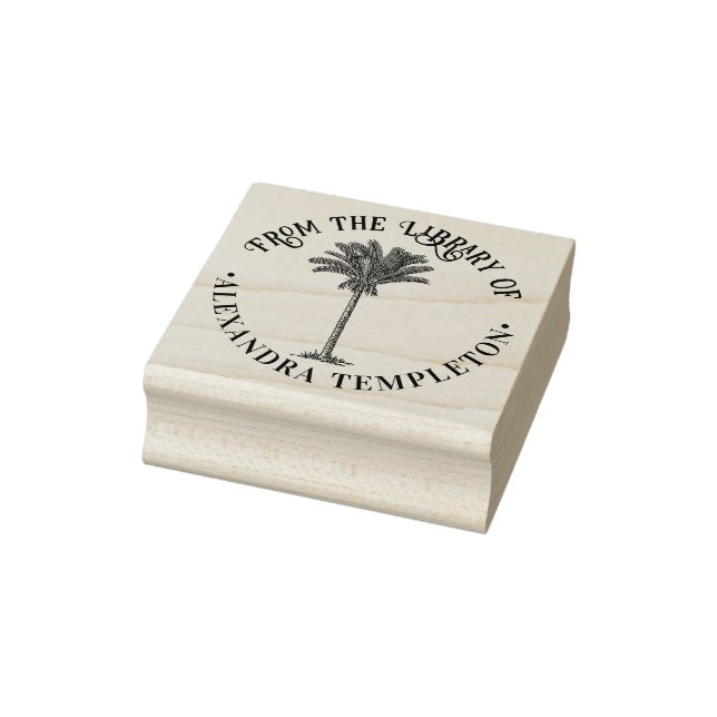 Leafy Date Palm Tree Library Book Name Rubber Stamp (Stamp)