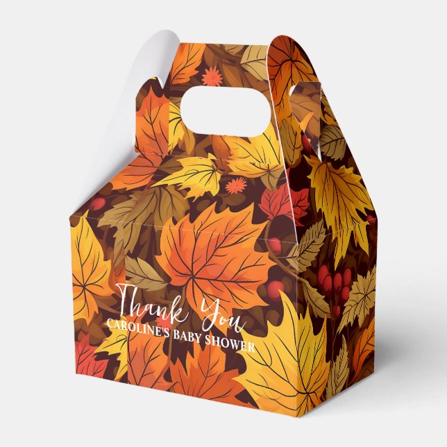 Leafy Delights Fall Baby Shower Invite Favor Box (Front Side)