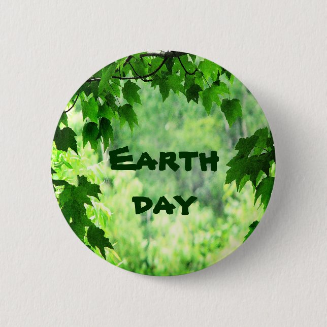 Leafy Earth Day 2 Inch Round Button (Front)