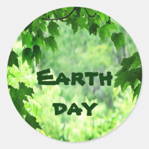 Leafy Earth Day Classic Round Sticker