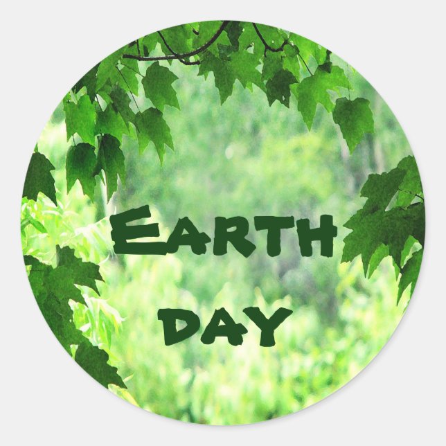 Leafy Earth Day Classic Round Sticker (Front)