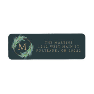 Leafy Faux-Gold monogram wreath Christmas/holiday