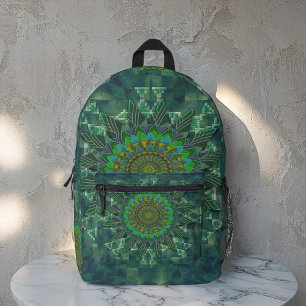 Leafy floral square parameterization printed backpack
