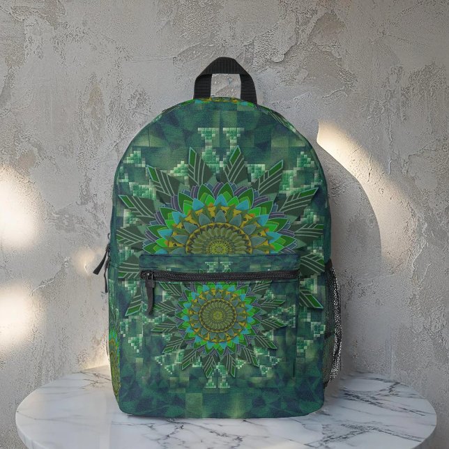Leafy floral square parameterization  printed backpack (Creator Uploaded)