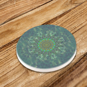 Leafy floral square stick puzzle parameterization coaster