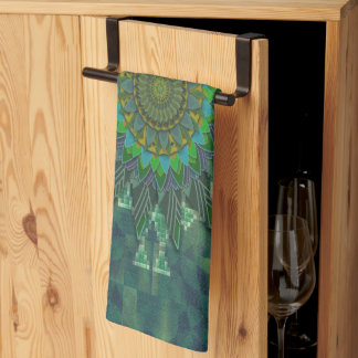 Leafy floral square stick puzzle parameterization kitchen towel