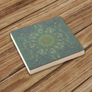 Leafy floral square stick puzzle parameterization stone coaster
