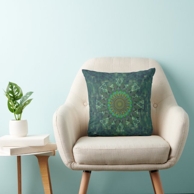 Leafy floral square stick puzzle parameterization throw pillow (Chair)