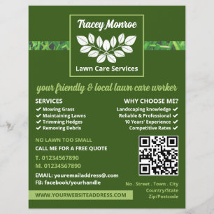 Leafy Grass Strip Design, Lawn Care Services Flyer