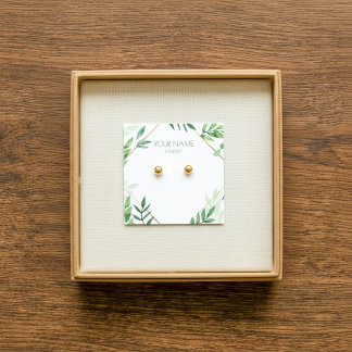 Leafy green and copper border earring display card