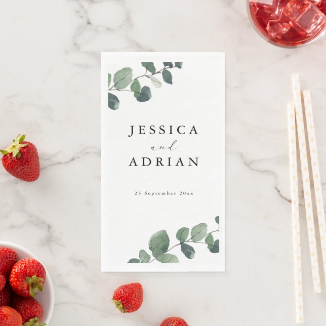 Leafy Green Elegance Wedding Napkin (Insitu)