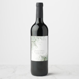 Leafy Green Fern Succulent Frame Foliage Wedding Wine Label
