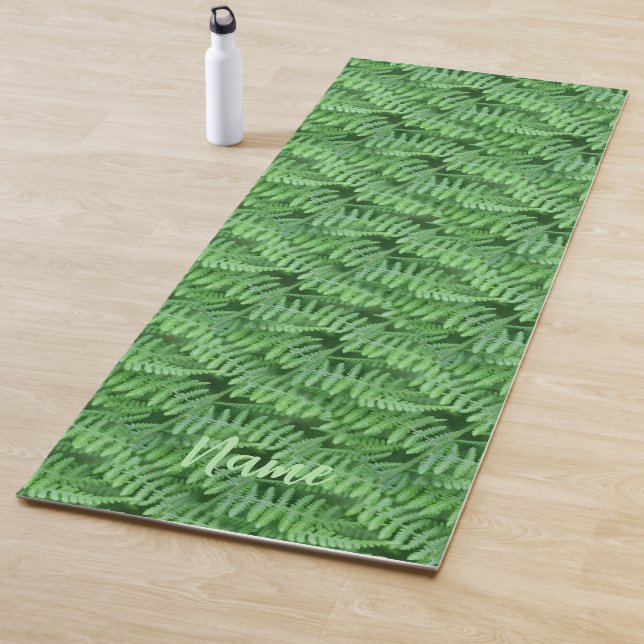 Leafy Green Ferns Nature Pattern Personalized Yoga Mat (In Situ)