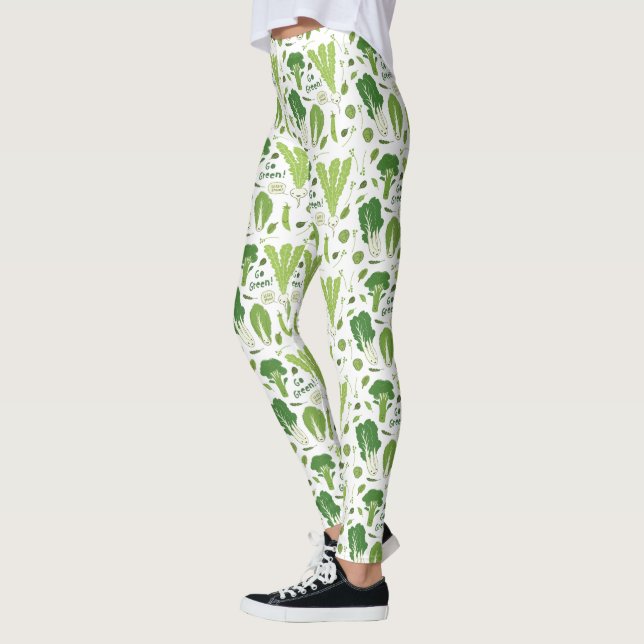 Leafy Green Garden Veggies Cute Vegetables Leggings (Left)