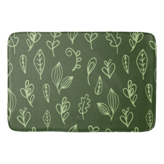 Leafy Green on Dark Green Background Bath Mat