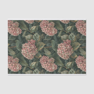 Leafy Green Pale Pink Hydrangea Art Pattern No. 1 Tissue Paper