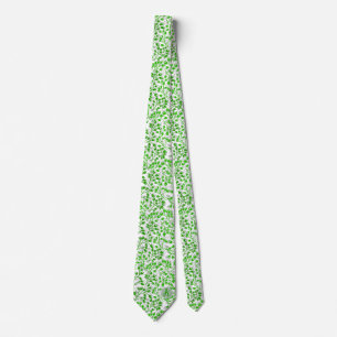 Leafy Green Pattern Modern Elegant Monogrammed Tie