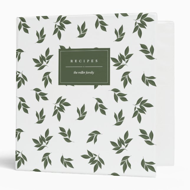 Leafy Green Personalized 3 Ring Binder (Front/Inside)