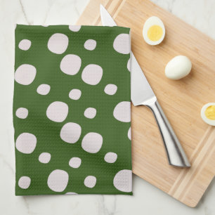 Leafy Green Pink Dots Kitchen Towel