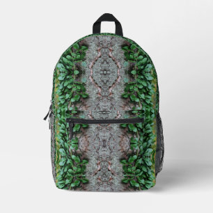 Leafy Green Vine On Tree Mirror Abstract Printed Backpack