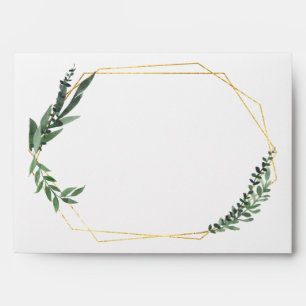 leafy green watercolor floral wedding envelope
