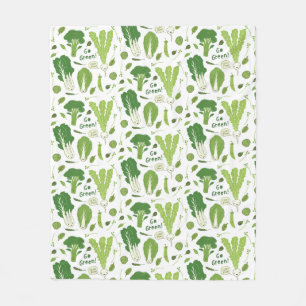 Leafy Greens Happy Garden Veggies Cute Vegetables Fleece Blanket
