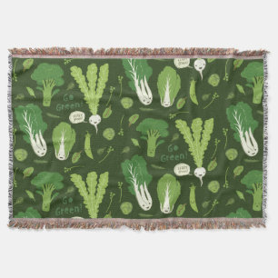 Leafy Greens Happy Garden Veggies Cute Vegetables Throw Blanket