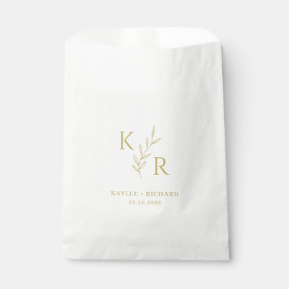 Leafy Initials Wedding Engagement Rehearsal Dinner Favour Bag