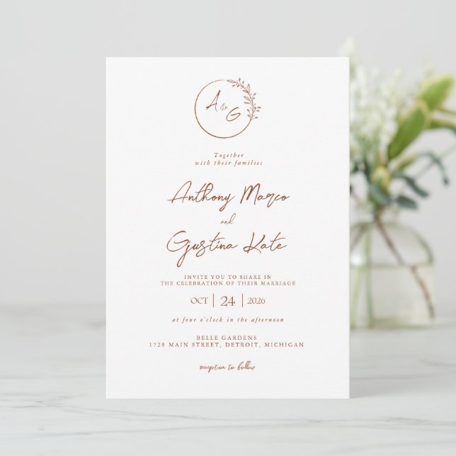 Leafy Invitation, Size: 5" x 7" Invitation (Standing Front)