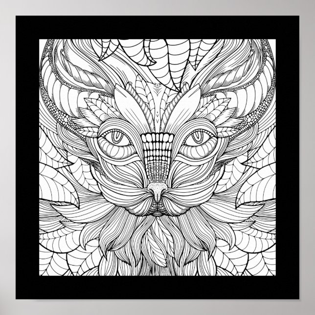 Leafy Jungle Cat Peeking through the leaves Poster (Front)