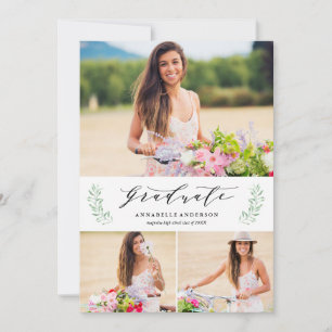 Leafy Laurels Graduation Multi-Photo Announcement