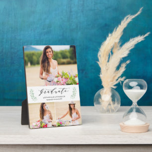 Leafy Laurels Graduation Photo Plaque