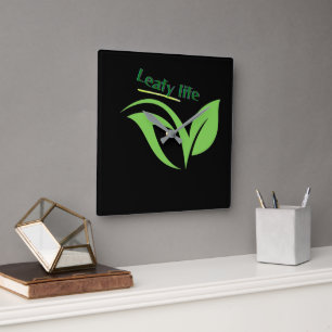 Leafy life square wall clock