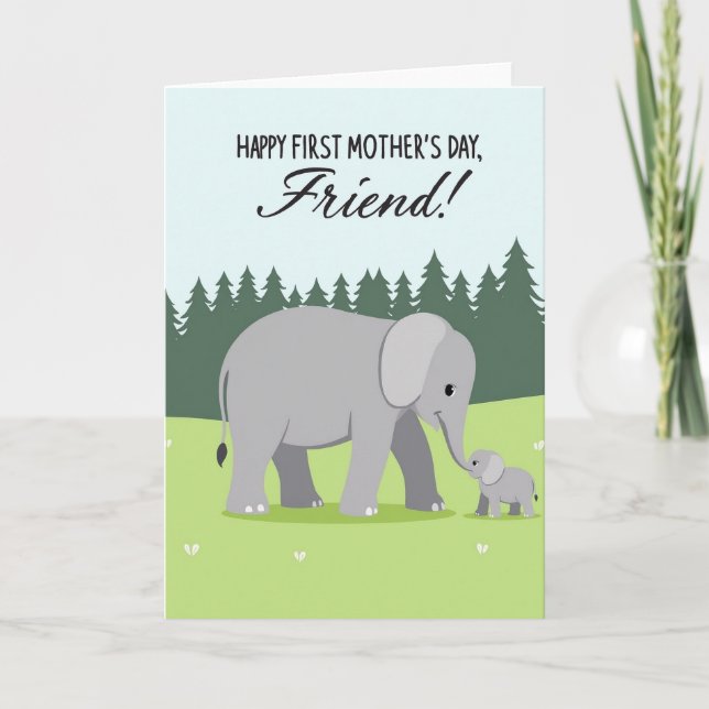 Leafy Meadow Elephant Card (Front)