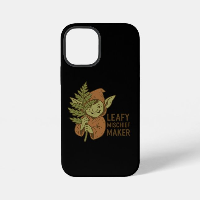 Leafy Mischief Maker - Cute Goblin Forest Creature iPhone Case (Back)