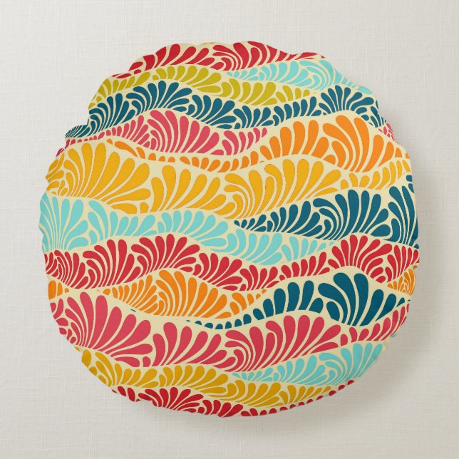 Leafy Mosaic Round Pillow (Front)