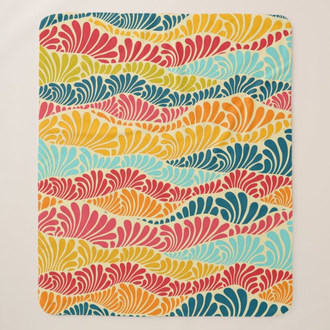 Leafy Mosaic Sherpa Blanket (Front)