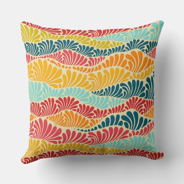 Leafy Mosaic Throw Pillow (Back)