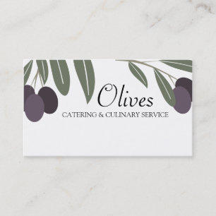 leafy olives branch cooking chef business card,... business card