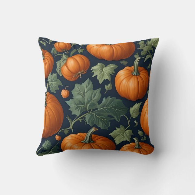 Leafy Pumpkin Patch Throw Pillow (Back)